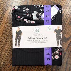 Black & Pink Floral Pajama Set